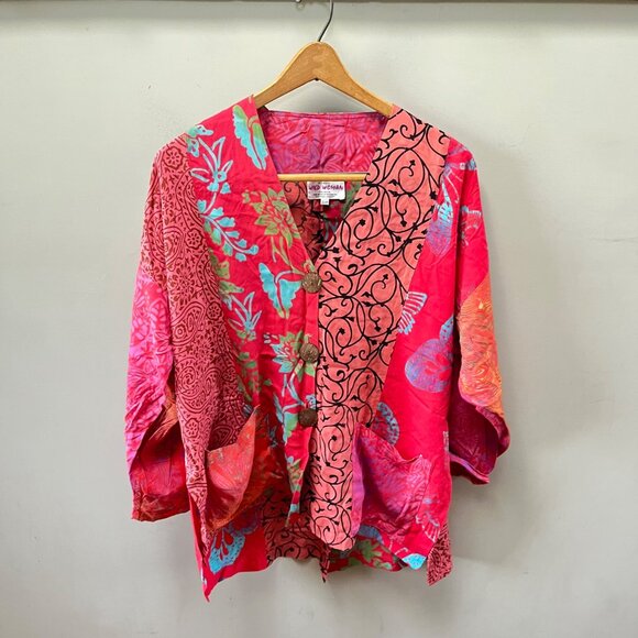 Wildthing Wild Woman Multicolor‎ Button-Up Boho Jacket S/M 100% - Picture 1 of 6